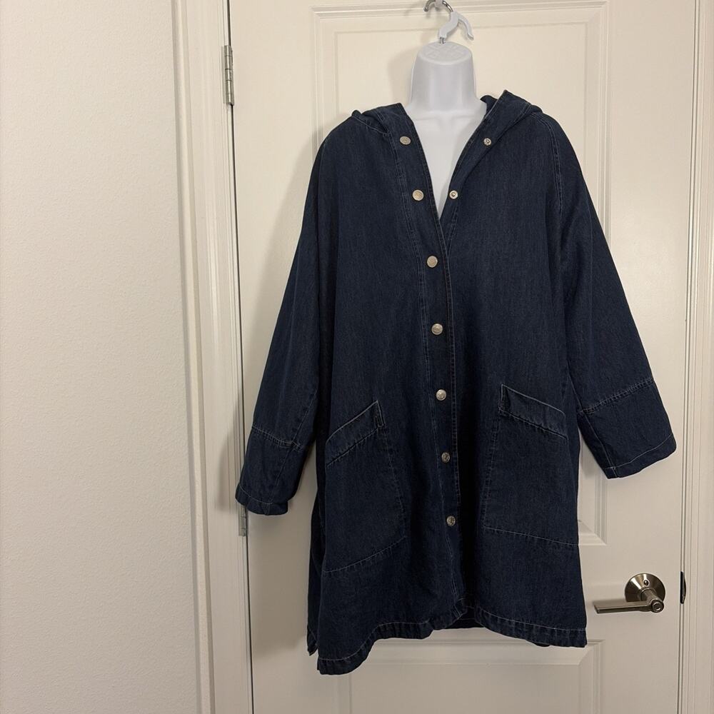 Vtg Denim& Co . Denim Chore Hooded Jacket Size 1x